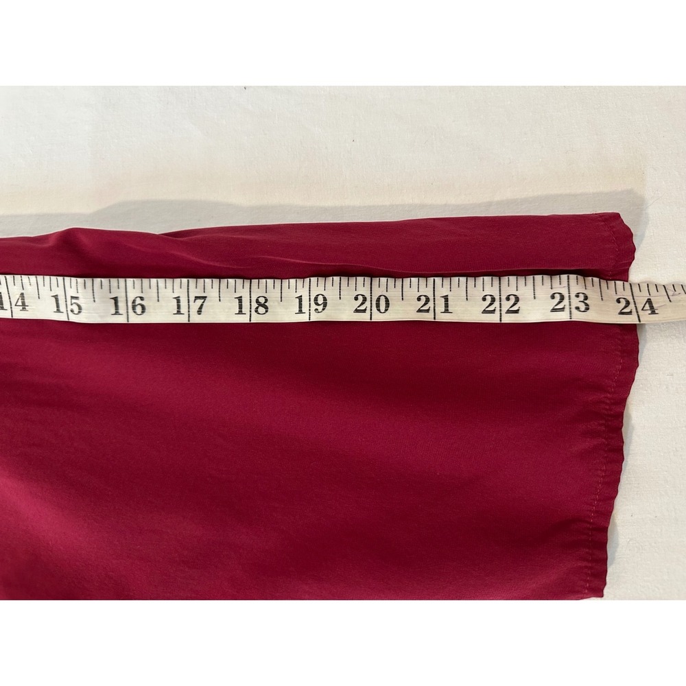 Soft Surroundings XL 100% Silk Wrap Blouse Berry Red Long Sleeve Tie Waist - Picture 7 of 8